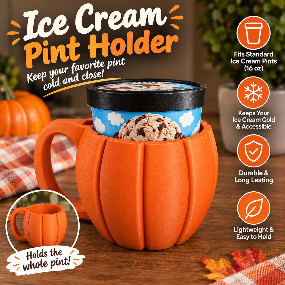 Pumpkin Ice Cream Holder